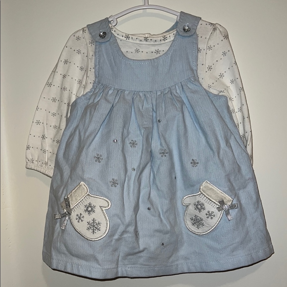 New - Nannette Blue and White Casual Dress with Embroidered Details